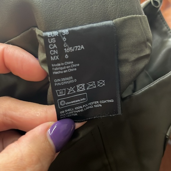 Olive leather skirt H&M - Picture 4 of 5